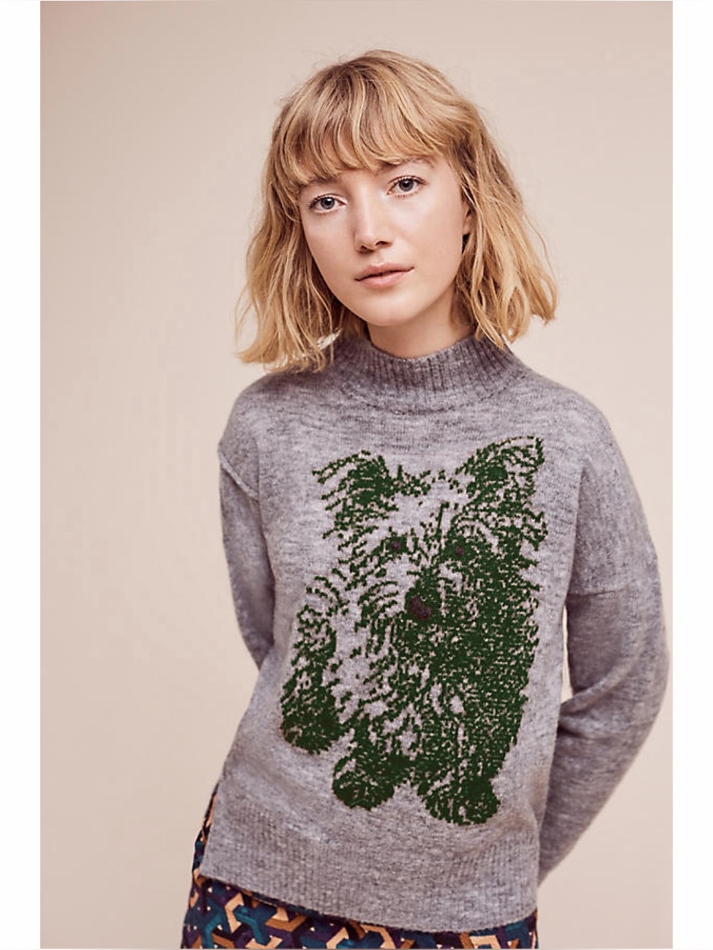 Anthropologie Moth Puppy Dog Pullover Wool Blend